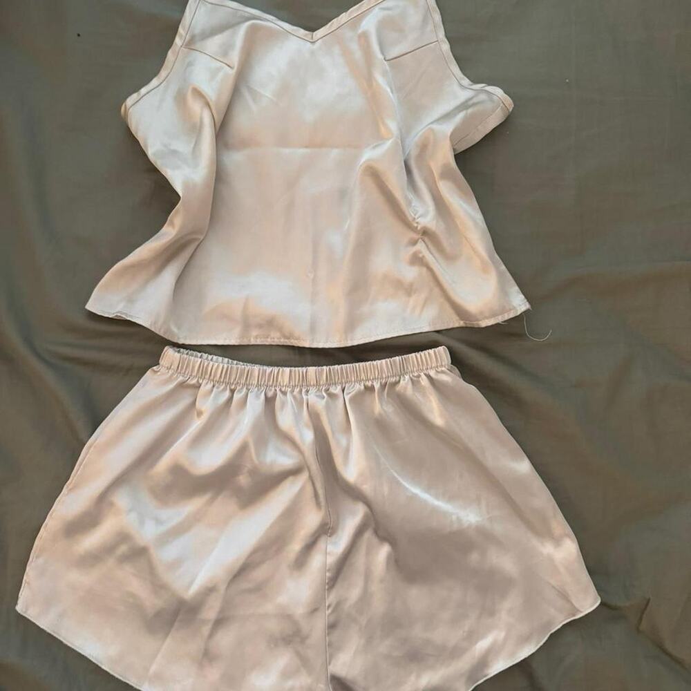Cream satin two piece set